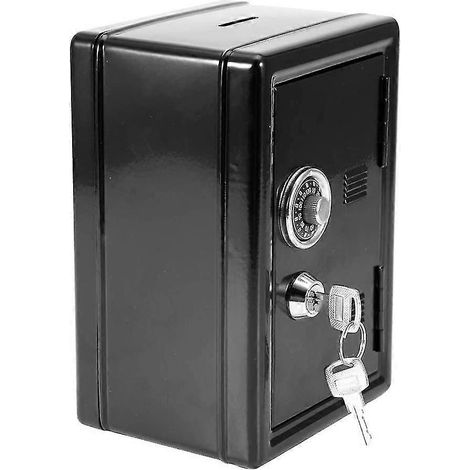 Tirelire pour enfants, boîte à monnaie à code, coffre-fort pour pièces et billets, 2 clés (1/5)
