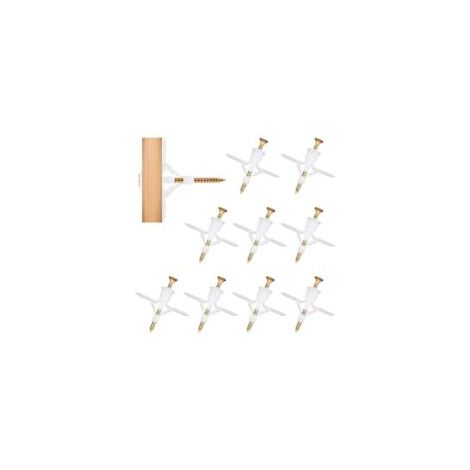 Pack de 200 chevilles placo charge lourde avec vis – 100 chevilles + 100 vis autotaraudeuses – Pour plaques de plâtre et béton