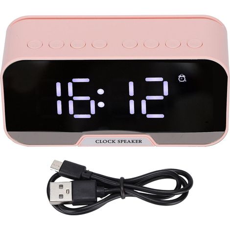 Réveil multifonctionnel Bluetooth rose D-88 avec double alarme et design miroir (1/5)