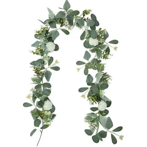Guirlande En Feuilles D'eucalyptus - Artificielle En TPE - 180 X 12 X 12 Cm - Décoration Intérieure Et Extérieure - 1 Pièce (1/5)
