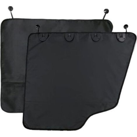 Lot de 2 protections de portière de voiture pour chiens, imperméables, anti-rayures, avec poches en maille pour voitures, camions, SUV (noir) (1/5)