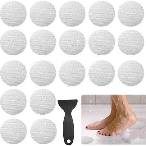 royaluxe - Lot de 24 autocollants antidérapants blancs pour baignoire, autocollants ronds antidérapants pour douche, escaliers avec grattoir (1/5)