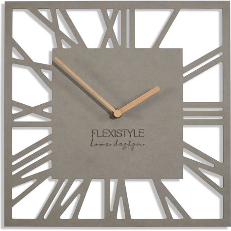 FLEXISTYLE Orologio da parete senza ticchettio, moderno LOFT Piccolo Square, 30 cm, soggiorno, bagno (grigio) (1/4)