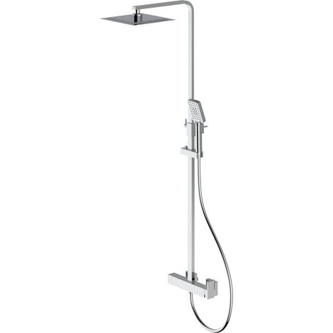 TEOREMA RUBINETTERIA Serie Shower Program Colonna Doccia Quadra Regolabile Con Miscelatore A 2 Vie Cromo