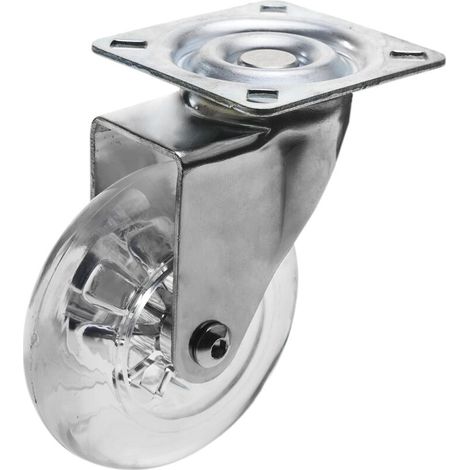Roue pivotante industrielle en polyuréthane et PVC transparent sans frein 75 mm (1/5)