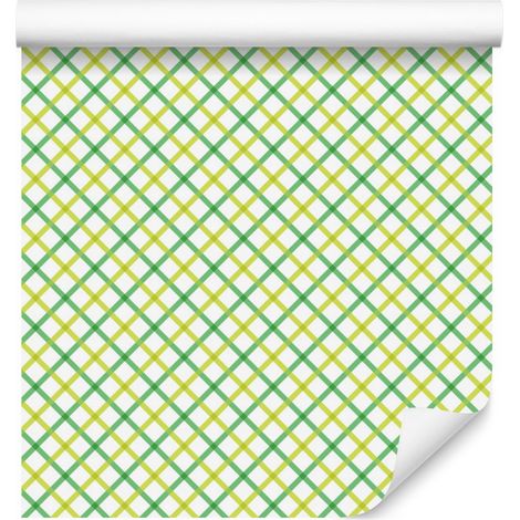Papier peint à carreaux crème et menthe Vichy pour salon et chambre 50x1000 cm (1/5)
