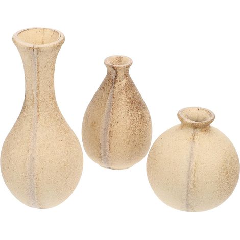 3 Pièces Lot de 3 Vases à Fleurs en Bois Naturel Soi-Même, Petits Modèles, Matériel de Bricolage Décoratif pour Bureau et Maison, Pot Fleur DIY, Vase Artisanal (1/5)