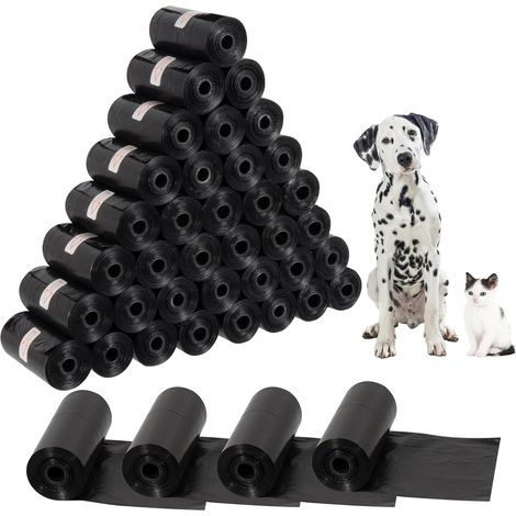 600 Sacs à Crottes Chien Anti-Fuite - 30x22 cm Solides, Portable pour Intérieur/Extérieur, Hygiène Canine (Noir) (1/5)