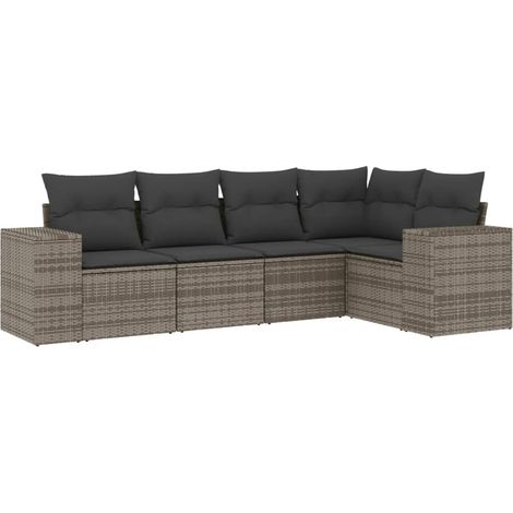 Maison Exclusive - 5-tlg. Garten-Sofagarnitur mit Kissen Grau Pol