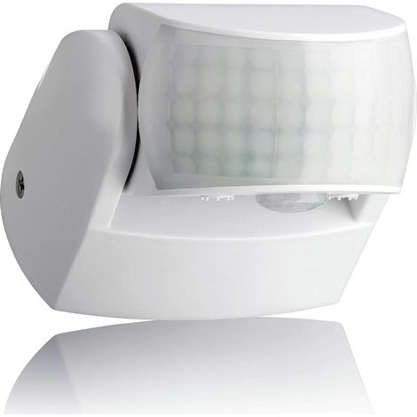 Außenbewegungsmelder IP65, Wandaufbaumontage, Programmierbar, 12m/180° - 3m/360°, LED adaptiert, Infrarotsensor mit 2 Sensoren (1/5)