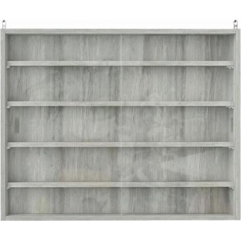 Vitrina de pared de vidrio gris 80 x 9,5 x 60 cm con 4 estantes ajustables (1/5)