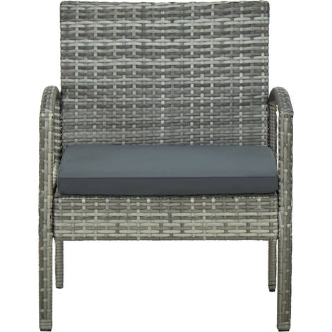 vidaXL Sedia da Giardino con Cuscino in Polyrattan Grigio