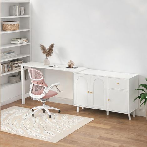Bureau d'angle 2-en-1 avec rangement et plateau rotatif 360° (1/5)
