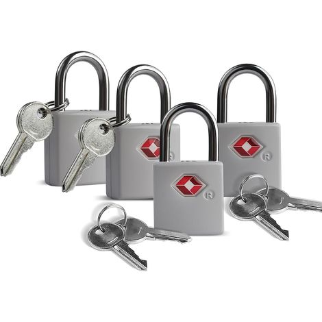 Lot de 4 cadenas de voyage avec clés – Cadenas en alliage de zinc, recouvert de plastique ABS, petits verrous sécurisés pour valises, sacs à dos, casiers de gym (1/5)