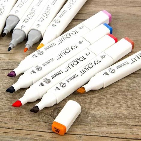 Marqueurs à alcool - Marker - Lot de 30 - Double pointe - 30 couleurs standard - Indélébile (1/3)