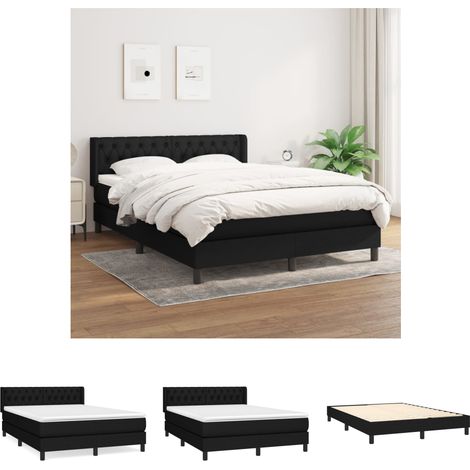 The Living Store - Boxspringbett mit Matratze Schwarz 140x200 cm Stoff (1/5)