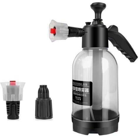 Pulverisateur Mousse Voiture, 2L Pulvérisateur à Pression a Main, Canon avec buse coudable à 60°, Pistolet à Mousse de Nettoyage de Voiture à Basse Pression (Transparent) (1/5)