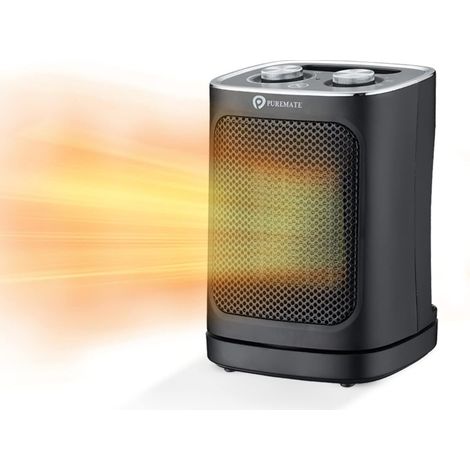 Ceramic fan heater, 1800W portable electric heater with 2 heat settings, space heater with oscillator, adjustable thermostat and safety shut-off