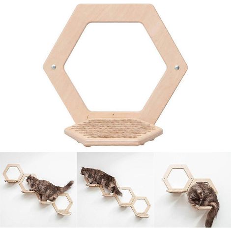 Étagère murale pour chat avec marchepied et arbre à chat d'intérieur (1/4)