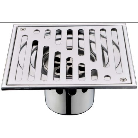 Siphon de sol en acier inoxydable, anti-odeurs, carré, pour salles de bains, bonde de douche de grand diamètre, 150 x 150 mm (1/5)