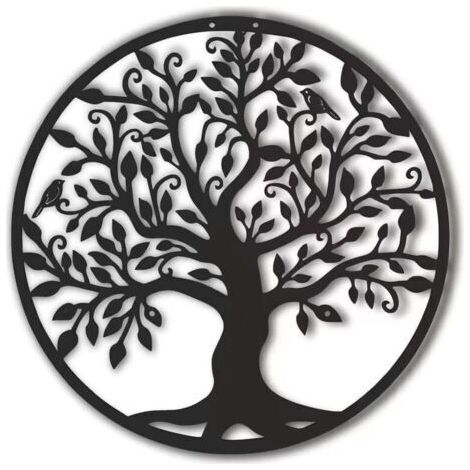 BUNTHAUS Arbre De Vie En Mtal Dcoration Murale Silhouette Art Pour Cadeau Intrieur Cadeau Extrieur Jardin Maison Dcoration (Noir, 40x40cm)