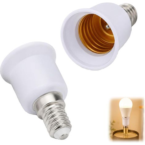 2PCS Adaptateurs de Douille E14 vers E27, Convertisseur de Culot SES vers ES, 0-250V, Pour Ampoules LED, Incandescentes, Halogènes et CFL, Résistant à la Chaleur (1/5)