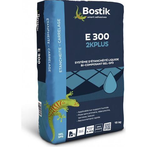 Bostik – Système d'imperméabilisation 2KPlus gris foncé – Étanchéité durable pour surfaces exposées à l'humidité – Sac de 15 kg
