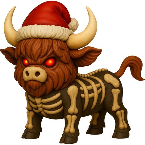 Vache Des Highlands - Décor Festif Pour Halloween Et Noël - Sculpture En Résine Avec Yeux Rouges Lumineux - Ornement De Bureau Et Étagère - 1 Pièce (1/5)