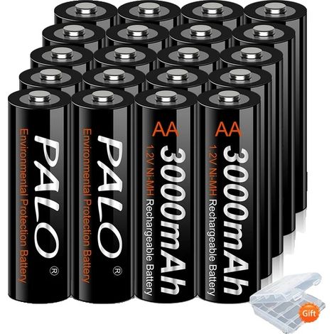 Batteria ricaricabile AA, capacità 3000 mAh, tecnologia Ni-MH, 1,2 V-c, 20 batterie AA (1/2)