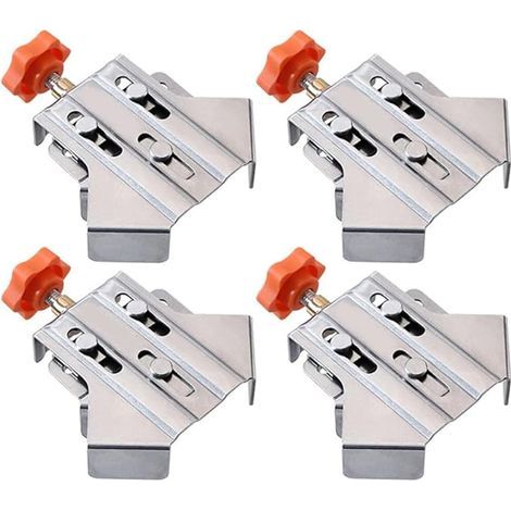 Lot de 4 pinces à angle droit pour le travail du bois, support à 90 degrés en acier inoxydable avec mâchoires rotatives réglables pour la menuiserie, l'ingénierie et l'encadrement. (1/5)