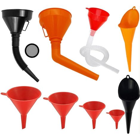 Benzintrichter Set 9tlg. für Auto, Werkstatt, Haushalt mit Schlauch und Sieb (1/5)