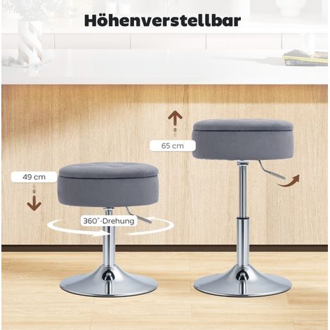Barhocker 39 x 39 x 65 cm aus grauem Polyester mit Stauraum, drehbar – MEUBLIV (1/5)