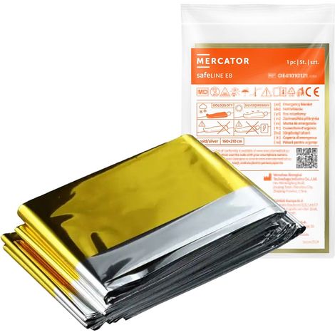 Manta térmica de rescate con lámina de oro y plata NRC safeLine EB 210x160cm 1 unidad. (1/3)