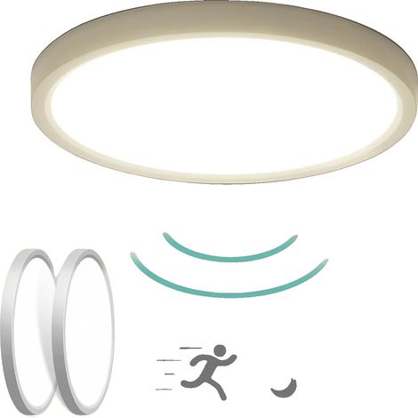 Plafonnier, Capteur de mouvement radar, Capteur crépusculaire, 2PCS, Lumière Neutre, BLANC, 16-20W (1/2)