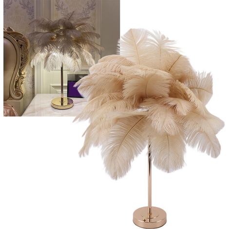 Lampe de Chevet en Plumes Abat-jour de Chevet Moderne Mode Plume Lampe de Table pour Salon, Chambre, Bar, Restaurant, Décoration de La Maison (1/5)