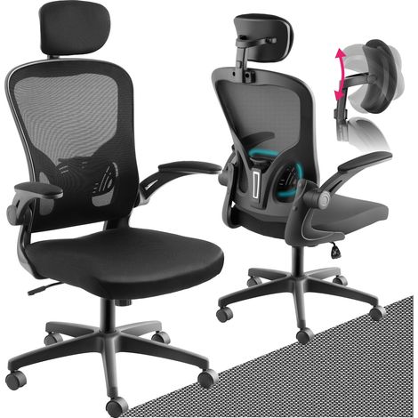 Fauteuil de bureau ergonomique soutien lombaire et appuie-tête noir (1/5)