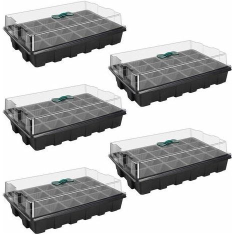 Lot de 5 Mini Serre pour Semis Bac à Semis de 24 Trous avec Couvercle pour Semis et Germination
