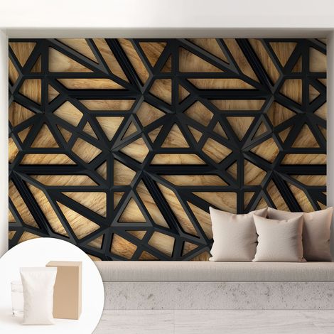 Papier peint intissé mural avec imprimé pour décoration pour salon pour chambre à coucher pour entrée Combinaison géométrique 208x146 cm (1/5)