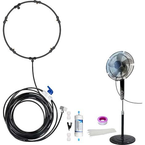 Kit di nebulizzazione per esterni con ventilatore, sistema di nebulizzazione per esterni, sistema di raffreddamento a nebulizzazione per patio, cortile e balcone. (1/5)