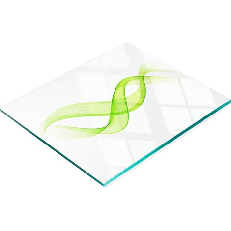 Tablero decorativo multifuncional de vidrio templado con dise帽o de olas coloridas, 60x52 cm.