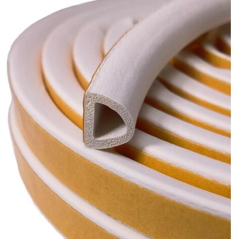 Bande d'étanchéité autocollante anti-collision en caoutchouc de type D pour portes et fenêtres - Isolation acoustique en caoutchouc pour porte et fenêtre - Blanc - 10 m (1/5)