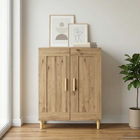 vidaXL Buffet Chêne artisanal 69,5 x 34 x 90 cm Bois d'ingénierie (1/5)