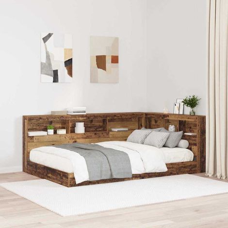 Aufbewahrungskopfteil mit Regal Altholz 120 cm Holzwerkstoff