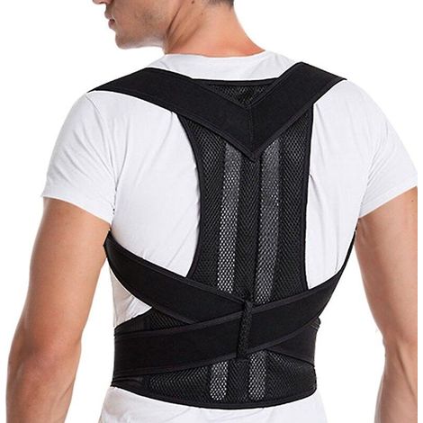 Corset ajustable pour adulte, correcteur de posture dorsal, ceinture de soutien lombaire et des épaules, pour hommes et femmes - noir (XL) (1/5)