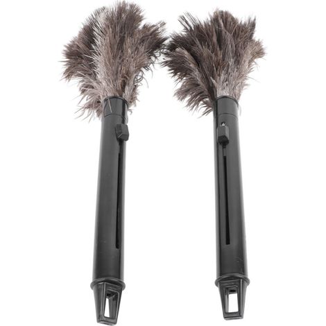 Lot de 2 plumeaux rétractables en plumes d'autruche - JINFGERNE - Nettoyage efficace, perche ajustable et manches ergonomiques pour un confort optimal
