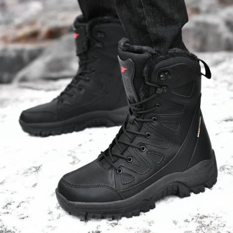 Bottes De Neige - Caoutchouc Impermeable - Semelle Antidérapante - Intérieur Fourré Fausse Peluche - Unisexe - Taille Unique (1/5)