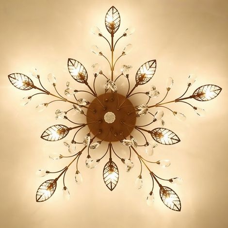 Plafonnier de branche en cristal de lumière tricolore de style moderne, plafonnier semi - encastré, plafonnier de chambre à coucher (1/5)