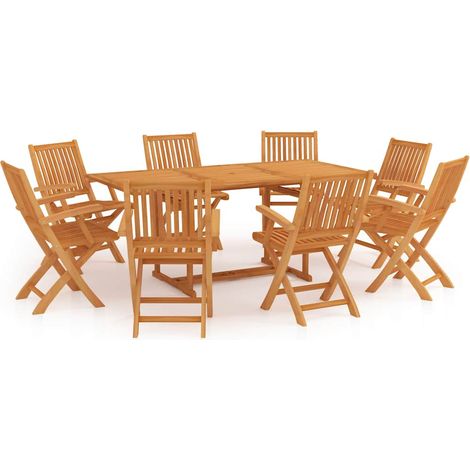 Maison Exclusive - 9-tlg. Garten-Essgruppe Massivholz Teak (1/5)