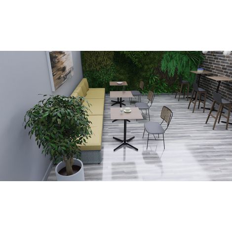 Chaises de brasserie tissu et canage PVC Noemia (lot de 2)