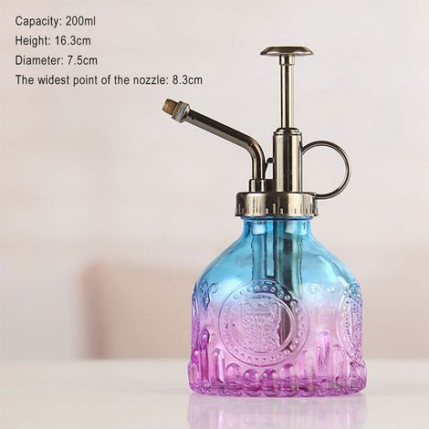Arrosoir En Verre - Pulvérisateur Pour Plantes D'intérieur - Capacité 200 Ml - Hauteur 16,3 Cm - Buse Pneumatique En Imitation Bronze - 1 Pièce (1/5)